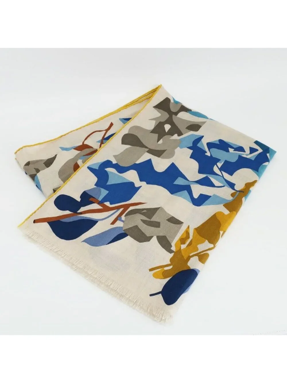 Hermes Heaven Shawl Beige Multicolor Cashmere Silk Scarf